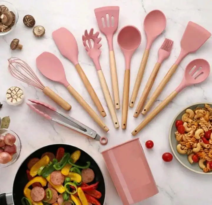  Kit Jogo 12 Peças de Utensílios de Cozinha em Silicone