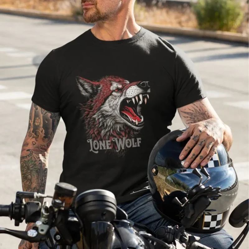  Camiseta Masculina  Lobo Lone Wolf