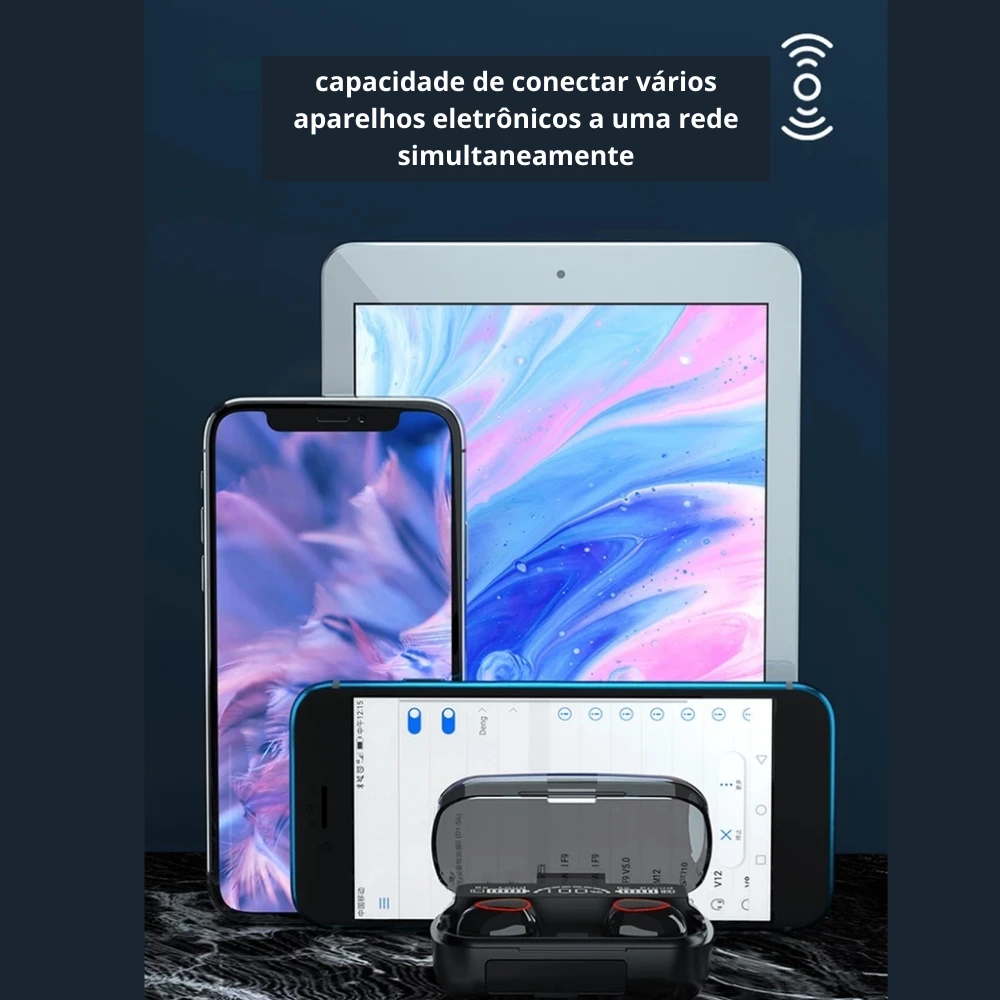 Fone de Ouvido Bluetooth 5.1 LED Digital