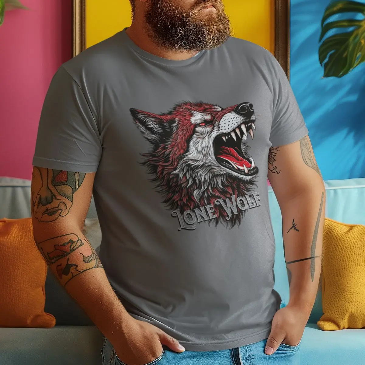 Camiseta Masculina  Lobo Lone Wolf