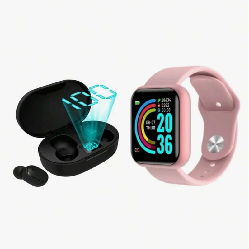 Kit Smartwatch D20 Unissex + Fone de Ouvido Bluetooth