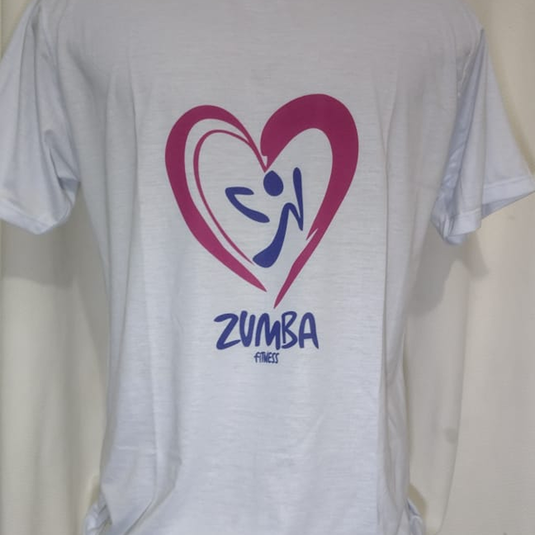 Camiseta Zumba Fitness Branca Gola Redonda Tam G