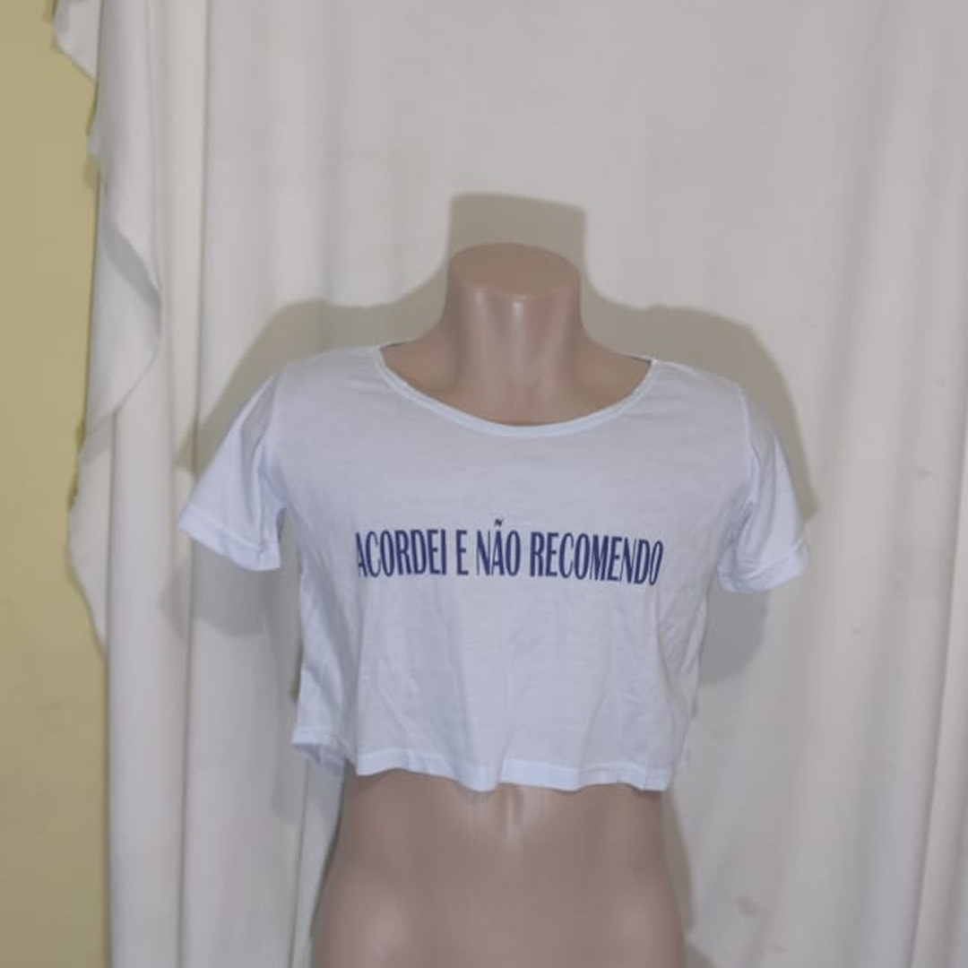  Mini Blusa Feminina Branca | Gola Redonda  | Tam. M