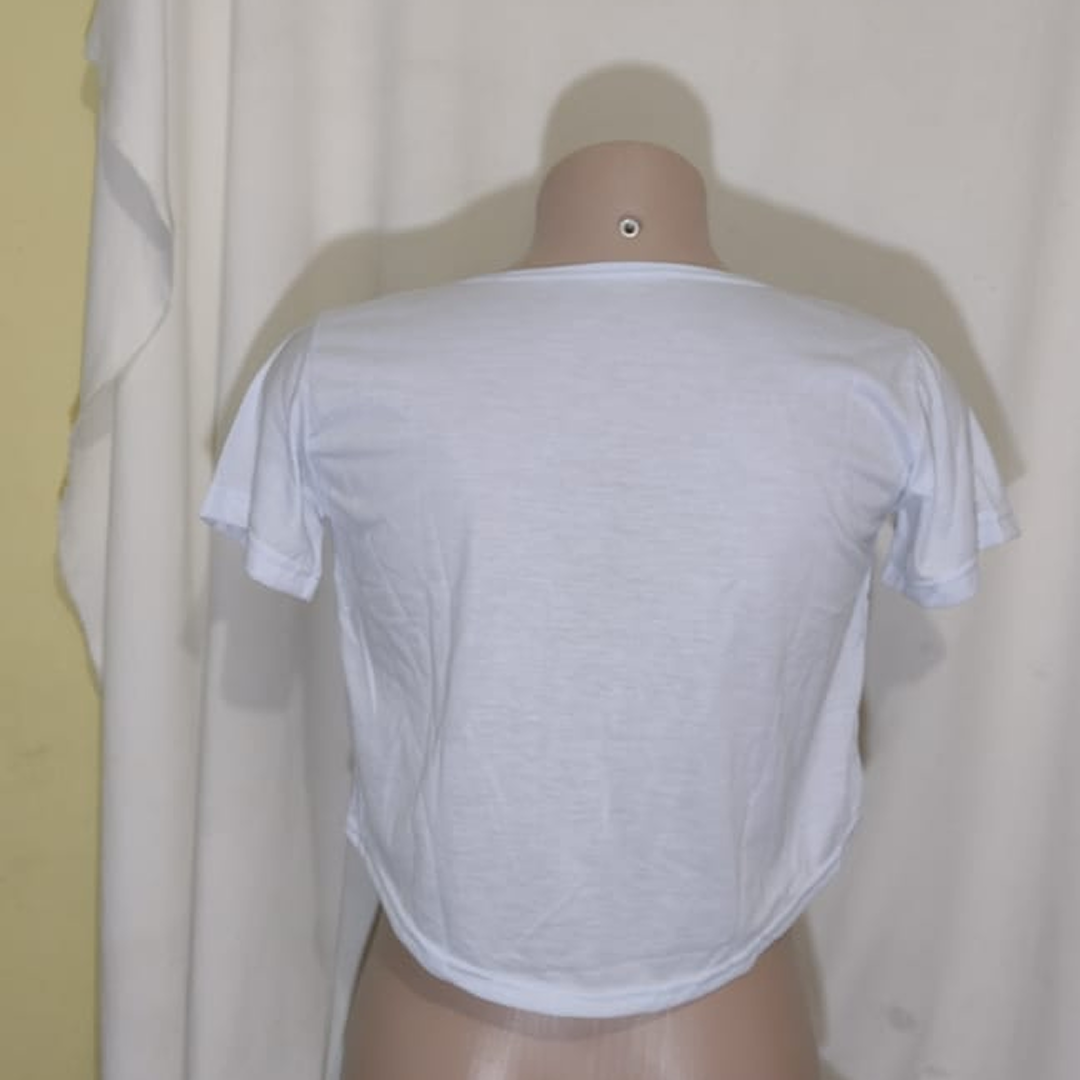 Mini Blusa Feminina Branca | Gola Redonda  | Tam. M