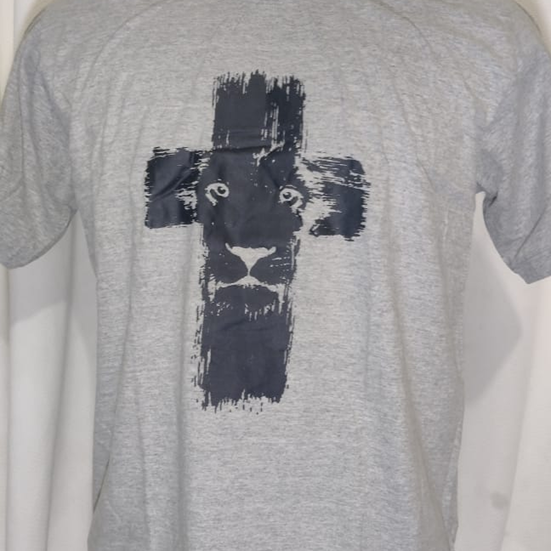  Camiseta Leão da Tribo de Judá Cinza | Gola Redonda | Tam. P