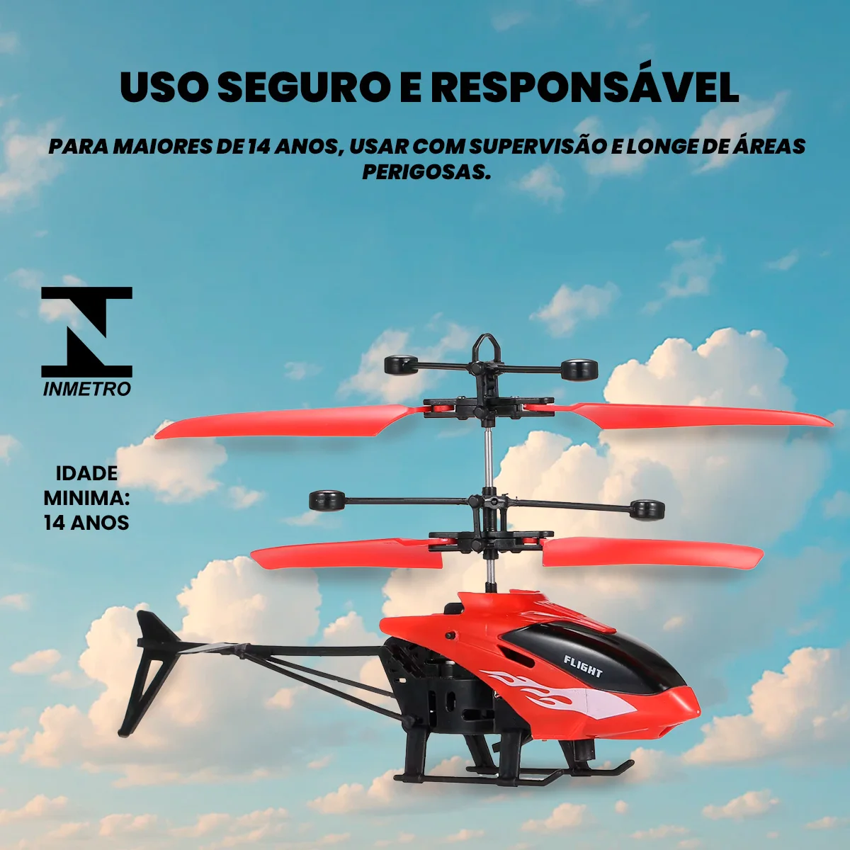 Helicóptero Sensorial Voador com Controle Remoto Recarregável