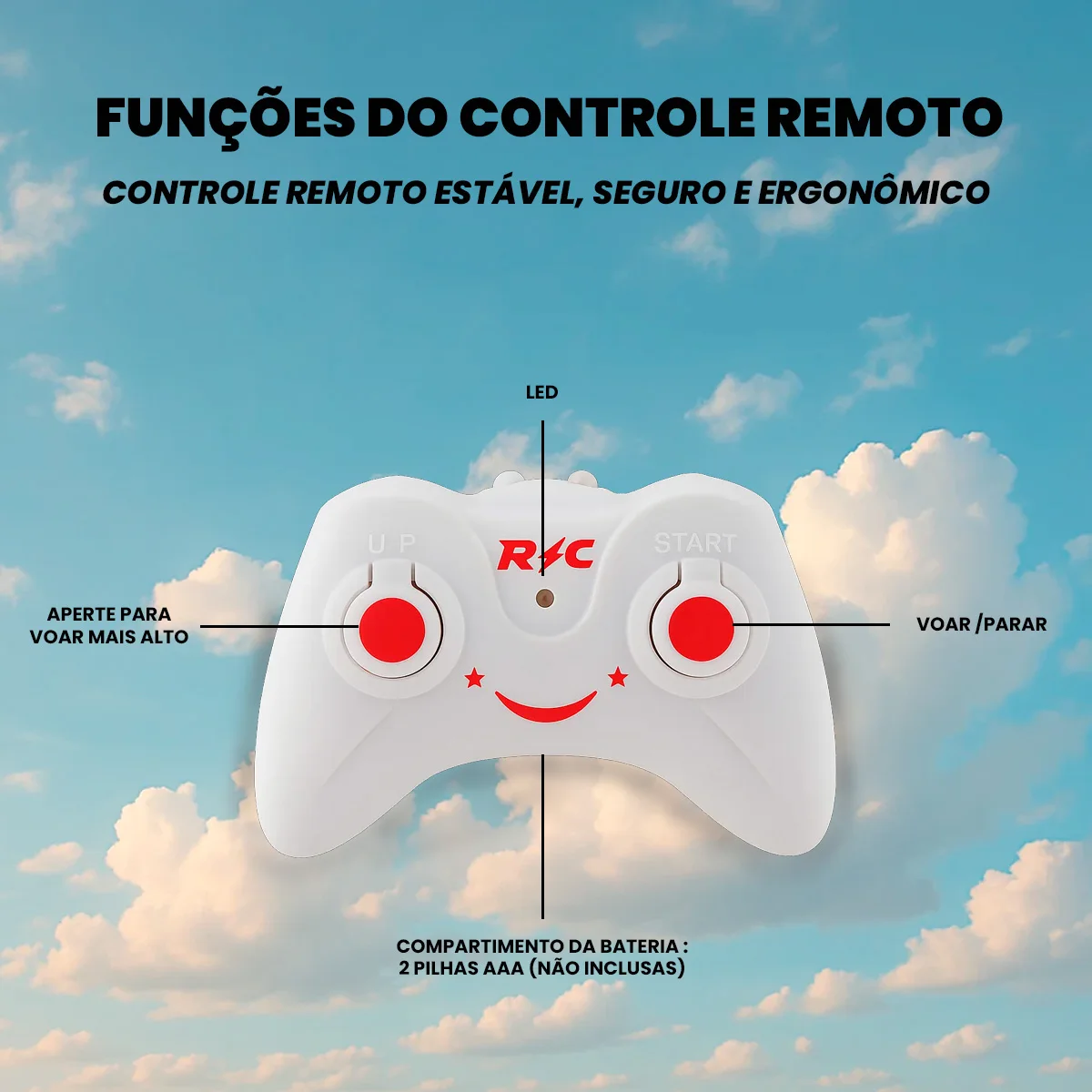 Helicóptero Sensorial Voador com Controle Remoto Recarregável
