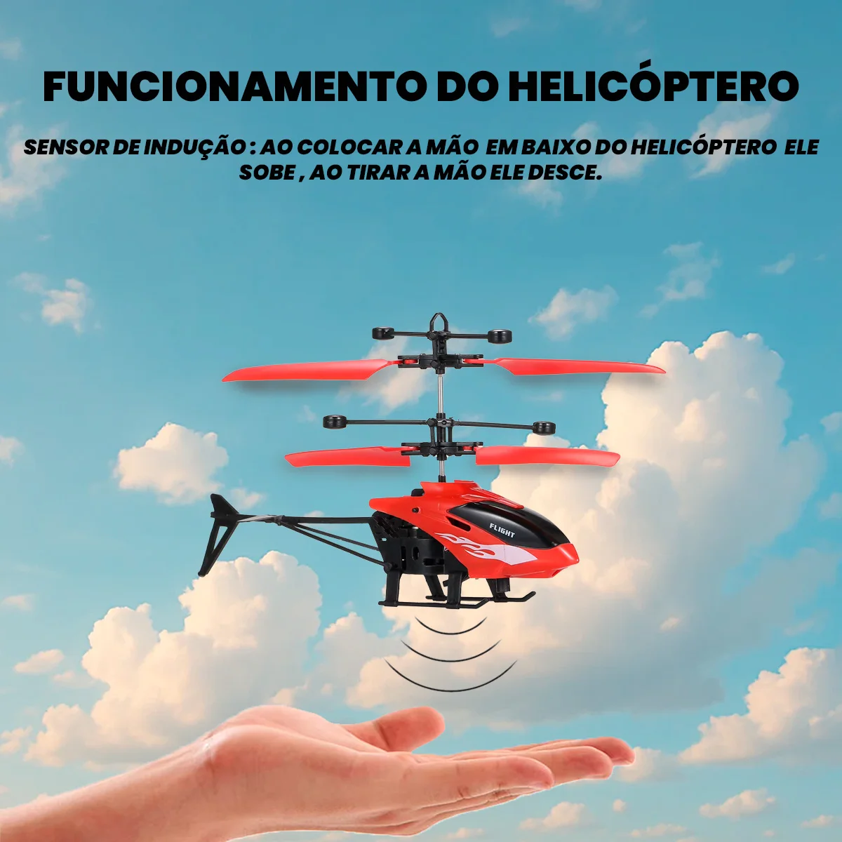 Helicóptero Sensorial Voador com Controle Remoto Recarregável