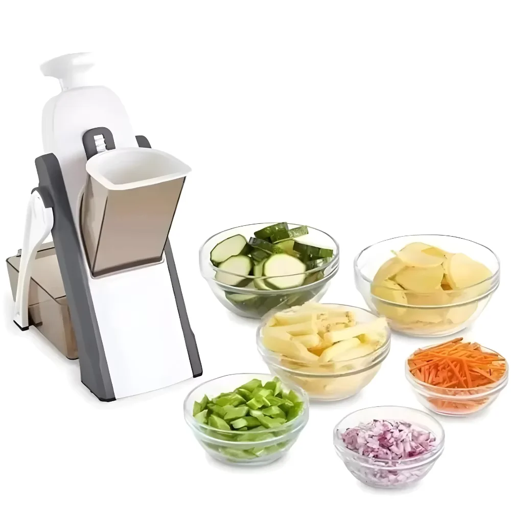 Multi Cortador Manual de Legumes e Verduras 5 em 1 – Inox